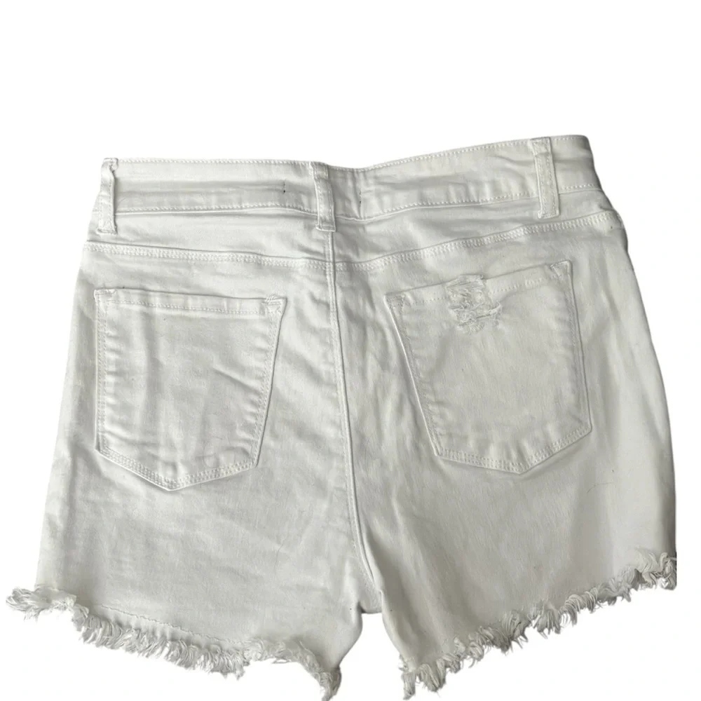 White high-waist denim shorts - Button Fly